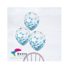 Blue confetti transparent  latex balloon 12 inch 