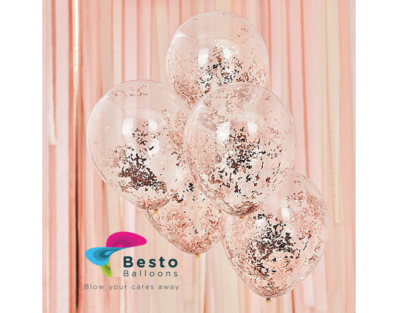 Rose gold Glitter Transparent Latex Balloon 12 inch