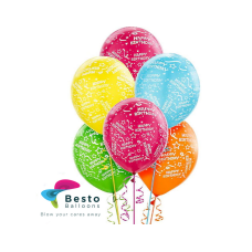 Happy Birthday Printed Multicolor Latex Balloon 12 inch