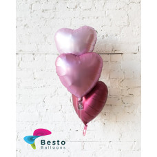Shades of Pink Foil Hearts Balloons - bouquet of 3