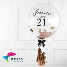 Pink Rose Gold Confetti Bubble Balloon