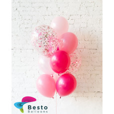 Shades of Pink Confetti and Balloons - bouquet of 10