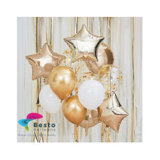 Metallic Gold And White Balloon Bouquet 12inch 
