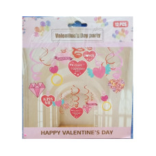 Valentine Party Ceiling Hangings 12 Pcs Set