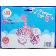 Its a Girl 5 Pcs Foil Balloons Bouquet Giraffe