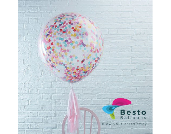 12 Inch Multicolor Confetti Transparent Balloon