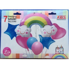 Rainbow Foil Balloon Bouquet 7 Pcs