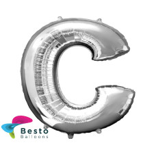 Silver Alphabet Foil Balloons "C"