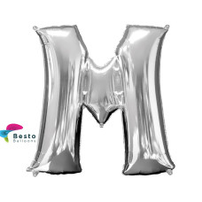 Silver Alphabet Foil Balloons "M"