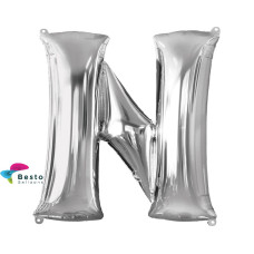 Silver Alphabet Foil Balloons "N"