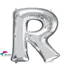 Silver Alphabet Foil Balloons "R"