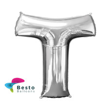 Silver Alphabet Foil Balloons "T"