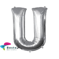 Silver Alphabet Foil Balloons "U"