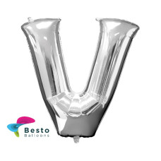Silver Alphabet Foil Balloons "V"