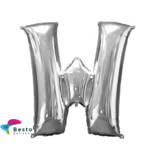 Silver Alphabet Foil Balloons "W"