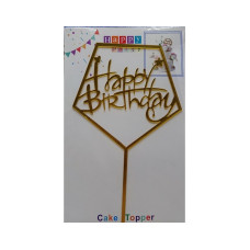 Happy Birthday Pentagon Shaped Cake Topper