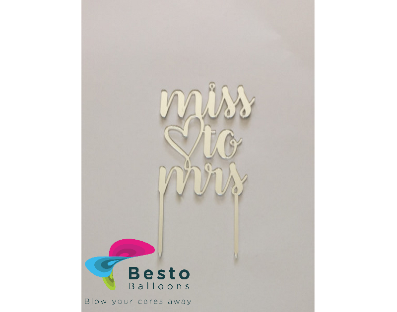 Cake Topper Acrylic - From Miss to Mrs Silver