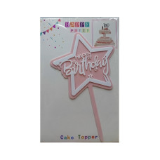 Happy Birthday Star Shaped Cake Topper