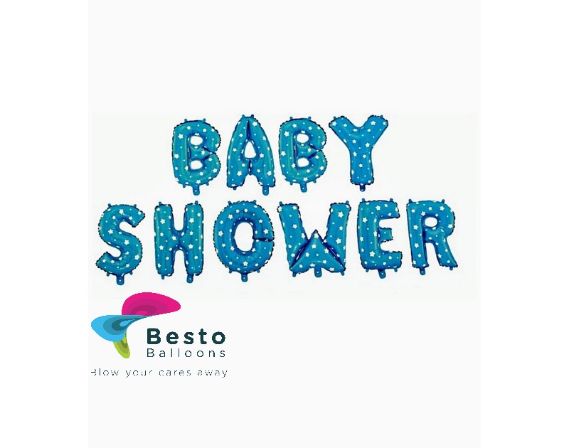 Baby Shower Blue Alphabet Foil Balloons