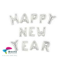 Happy New Year Silver Alphabet Foil Balloon