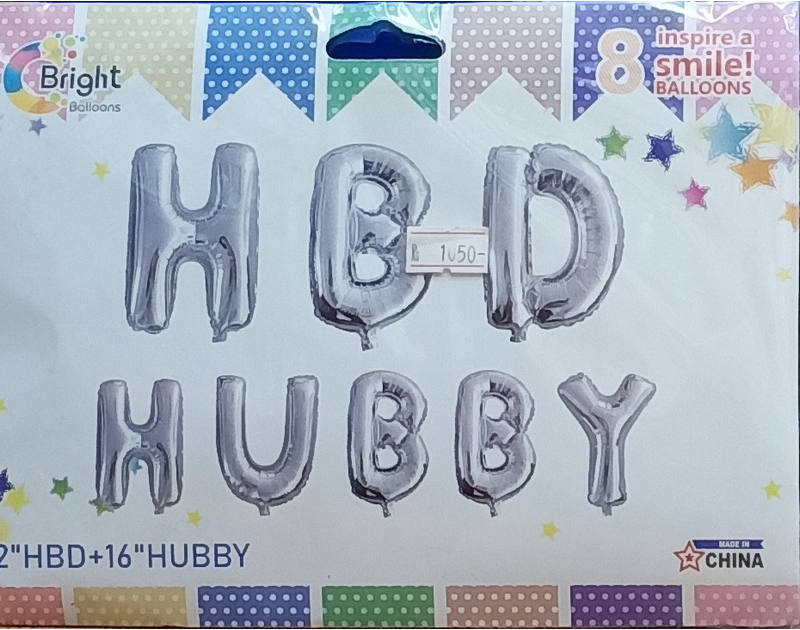 HBD Hubby Silver Alphabets Foil Balloon