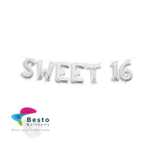 Sweet 16 Silver Alphabet Foil Balloons