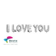 I love you Silver Alphabet Foil Balloon