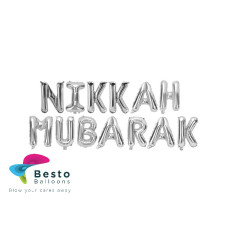 Nikkah Mubarak Silver Alphabet Foil Balloon