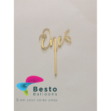 Cake Topper Acrylic - One Golden