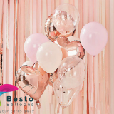 Blush And Rose Gold Metallic Balloon Bouquet 14Pcs Set