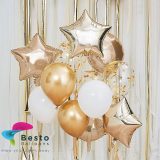 Metallic Gold And White Balloon Bouquet 14Pcs Set