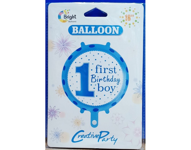 1st Birthday Boy Foil Balloon Round 18 inch