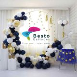 Shiny Navy And Black Balloon Garland Decoration - Round