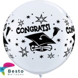 Customized White Orbz Graduation Double Side Print Balloons