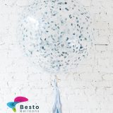 Blue Confetti Filled Giant Transparent Balloon 24"