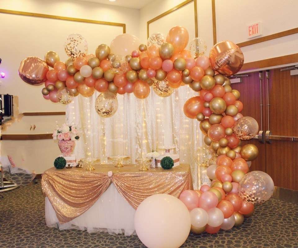 Peach Gold Theme Party Decoration