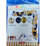 Golden Confetti White & Black DIY Balloon Garland Kit