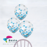 Blue confetti transparent  latex balloon 12 inch