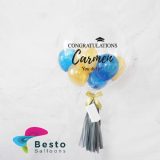 Blue & Gold Bubble Balloons in Transparent Bubble Balloon with Customized Printing