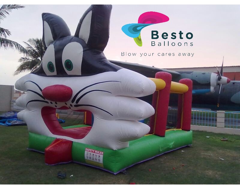 Cat Face Bouncing Castle Large 14x16 Size Rental Service for Karachi Only