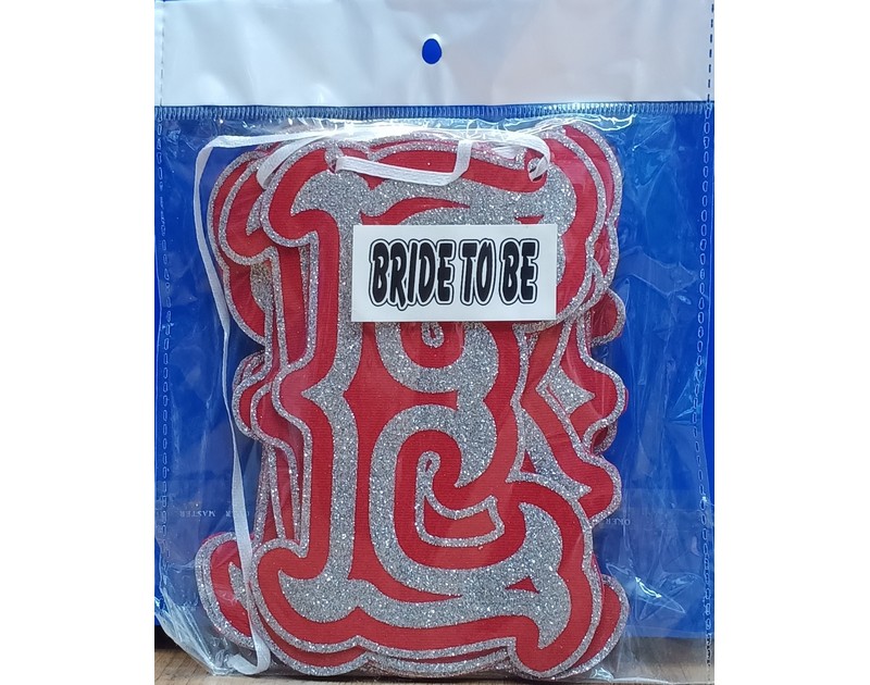 Bride To Be Chain Banner Velvet Glitter Silver And Red