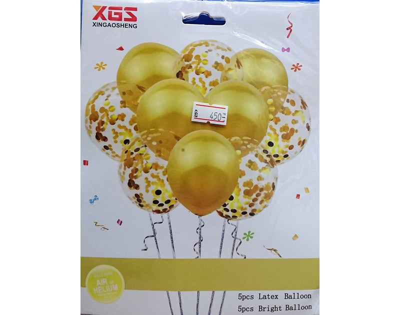 Confetti and Opaque Latex Balloons Set 10Pcs Pack