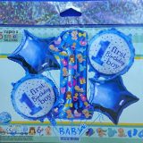 First Birthday 5Pcs Foil Balloons Set Blue