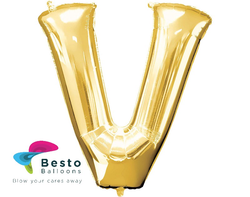 Golden Alphabet Foil Balloon "V"
