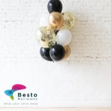 Latex and Foil Balloon Bouquet Black and Golden 14Pcs Set