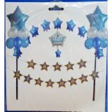 Happy Birthday Alphabet Banner Chain Star Shaped Blue