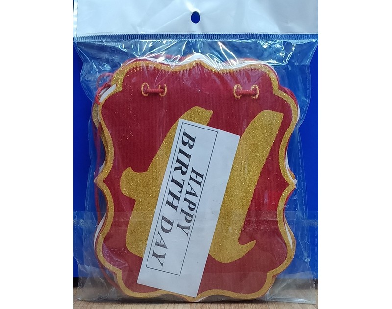 Happy Birthday Chain Banner Red and Golden