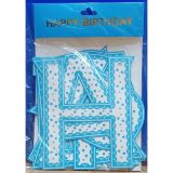 Happy Birthday Chain Banner Blue and White