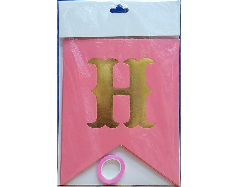 Happy Birthday Chain Banner Pink