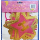 Happy Birthday Alphabet Banner Chain Star Shaped Pink